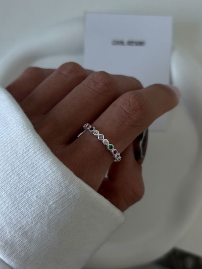 Anillo multicolor cubic (seleccionar talle)