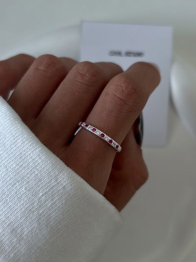 Anillo cubics fucsia (seleccionar talle)