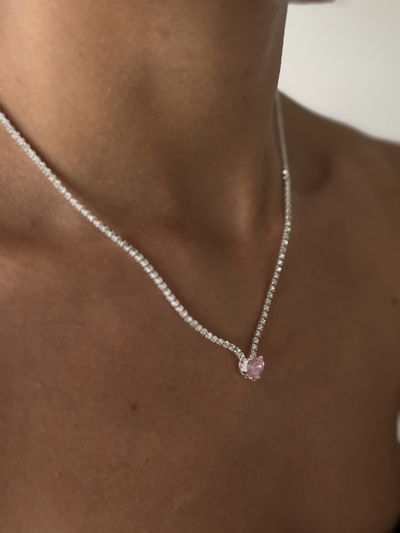 Collar corazón cúbics de a.b (40cm)