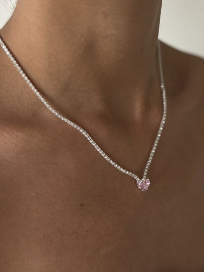 Collar corazón cúbics de a.b (40cm)