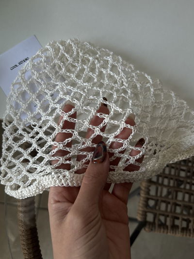  Casquete tejido rombos (crema)