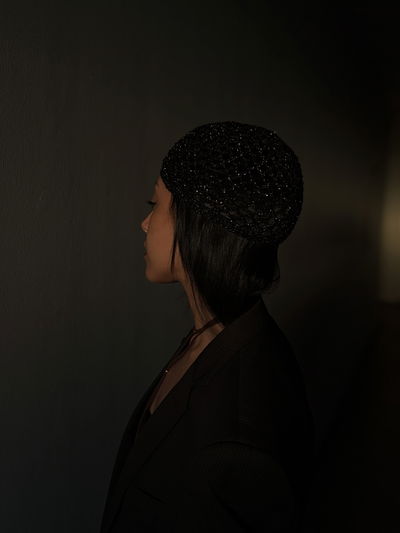 Casquete tejido brillante (plateado)