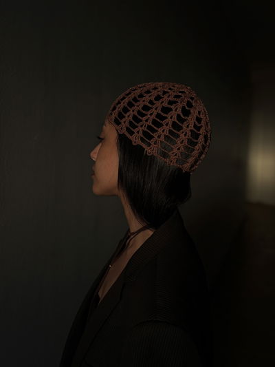 Casquete tejido guardas (marrón)