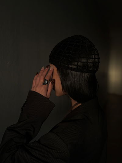 Casquete tejido brillante (negro)