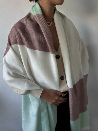 Ruana (blanco/marron/verde claro)