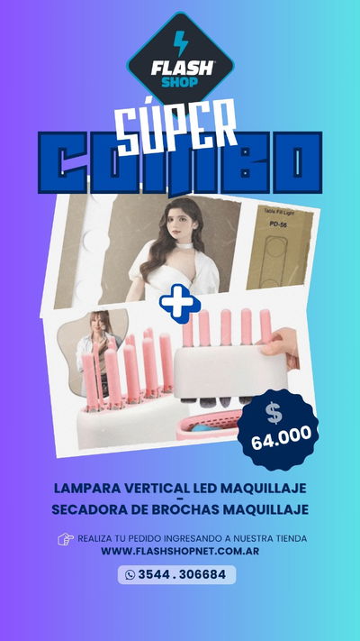 LAMPARA VERTICAL LED MAQUILLAJE PD-56 MAS MAQUINA SECADORA DE BROCHAS MAQUILLAJE BR-25017