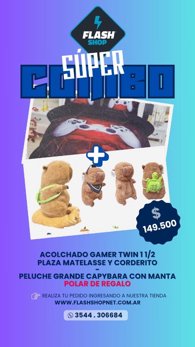  CAPYBARA CON MANTA POLAR MAS ACOLCHADO TWIN 1 1/2 PLAZA MATELASSE Y CORDERITO