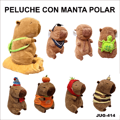 PELUCHE GRANDE CAPYBARA CON MANTA POLAR DE REGALO