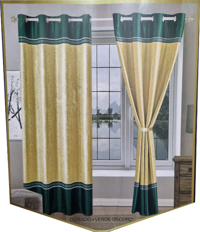 SET X 2 CORTINAS JACQUARD BLACKOUT BICOLOR BRILLO 150x230cm