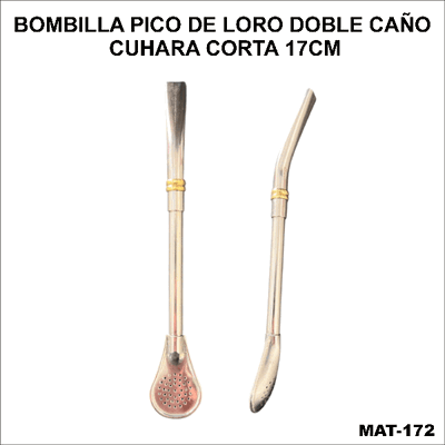 BOMBILLA PICO DE LORO DOBLE CAÑO CUHARA CORTA