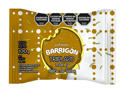 BARRIGON TRIPLAZO DULCE DE LECHE Y MANI 1 DISPLAY X 6U