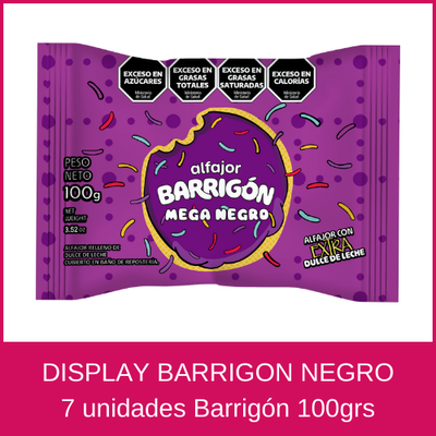 ALFAJOR BARRIGON NEGRO 100GRS 7 UNIDADES (1 DISPLAY)