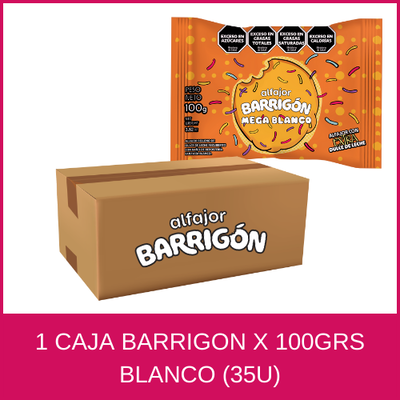 ALFAJOR BARRIGON BLANCO 100GRS 1 CAJA (35U)