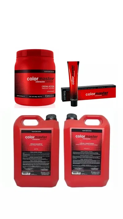 PROMOCION 15 TINTURAS COLOR MASTER + CREMA ACIDA 1KG + SHAMPOO 5LTS + ACONDICIONADOR 5LTS