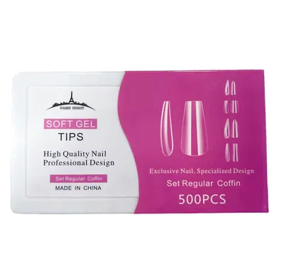 tips press on soft gel paris nigh set regular Coffin 500u