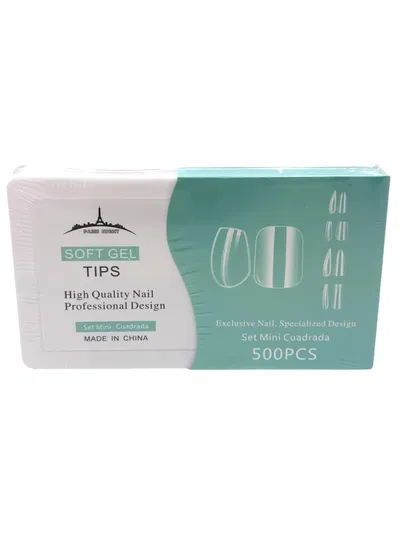 TIPS PRESS ON SOFT GEL PARIS NIGHT SET MINI CUADRADA 500U