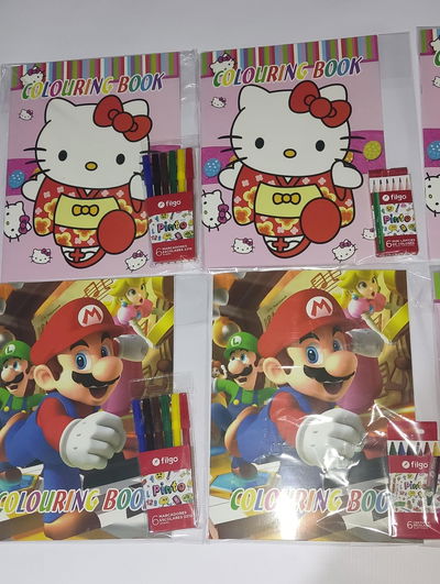 Combo 36 libritos para colear con sticker + 36 colores/crayones o fibras