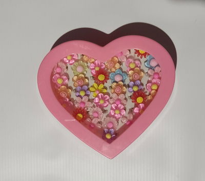 Anillos fantasia caja corazon x36 