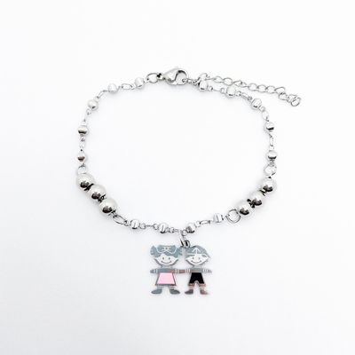 Pulseras con dijes de acero quirurgico "nena,nene" x6