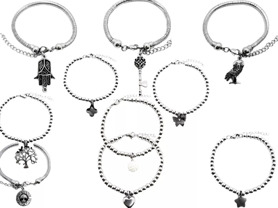 PULSERAS CON DIJE PREMIUM DE ACERO QUIRURGICO x6