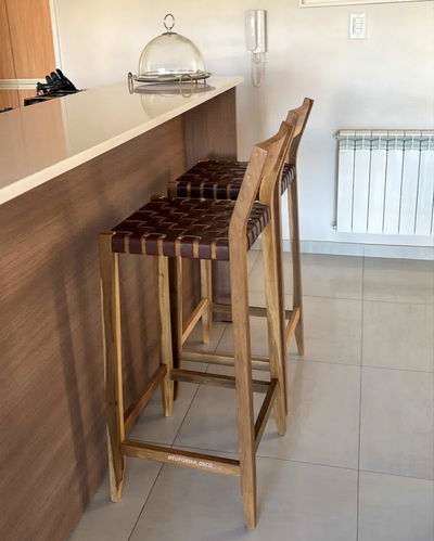 Banqueta Ambar (Cuero trenzado Marrón)