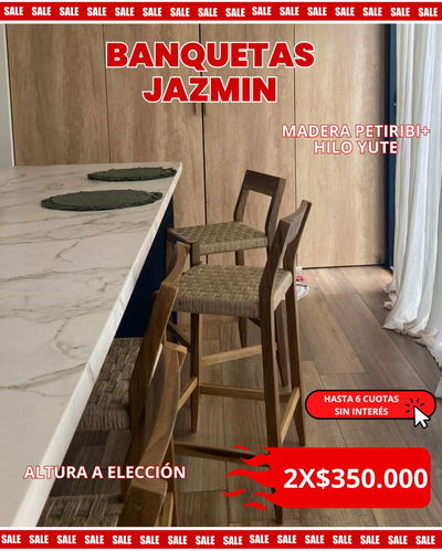 PROMOCION 2X1 BANQUETA JAZMIN (Madera Petiribi+Hilo Yute)