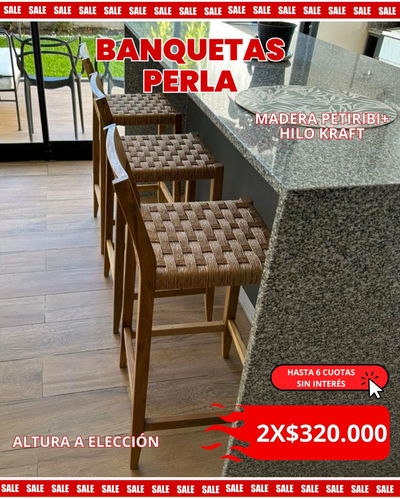 PROMOCION 2X1 BANQUETA PERLA (Madera Petiribi+ Hilo Kraft)
