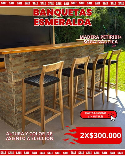PROMOCION 2X1 BANQUETA ESMERALDA (Madera Petiribi+Soga Náutica)