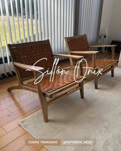 Sillón Onix (madera Petiribi+Cuero trenzado)