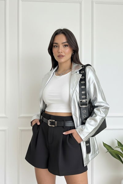 Blazer Ecocuero Plata
