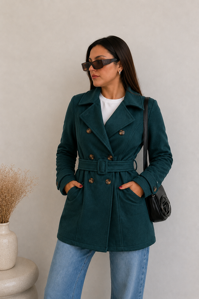 Tapado Trench Renata Verde Petróleo 