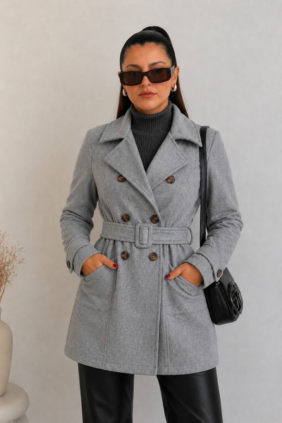 Tapado Trench Renata Gris Melange