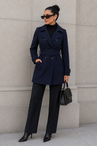 Tapado Trench Renata Azul Marino