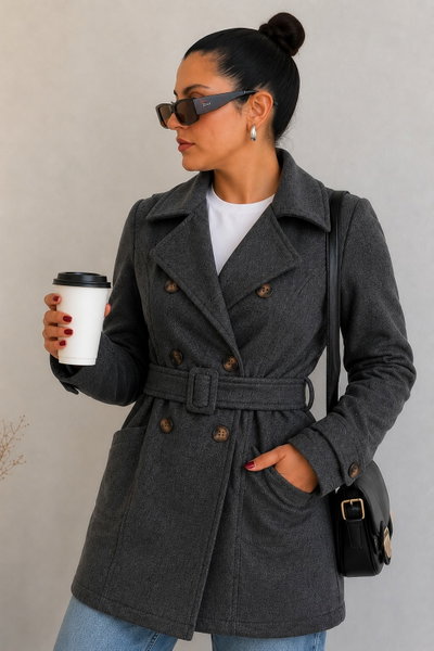 Tapado Trench Renata Gris Topo