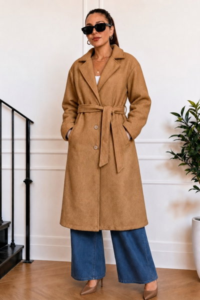 Saco Amelie Paño Premium con Lazo Camel