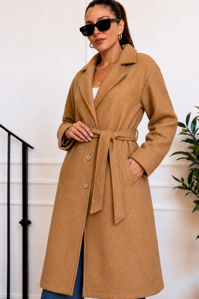 Saco Amelie Paño Premium con Lazo Camel