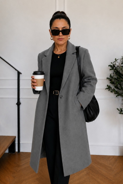 Saco Oversize Forrado Lili Gris 