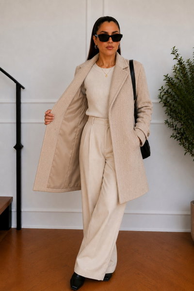Saco Oversize Hair Espigado Beige 