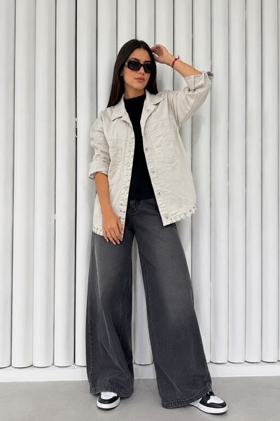 Camisaco Cazzu Tachas Beige