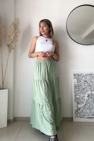 Pollera Lino Verde Claro