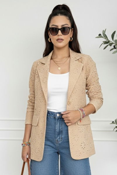 Blazer Broderi Beige Claro