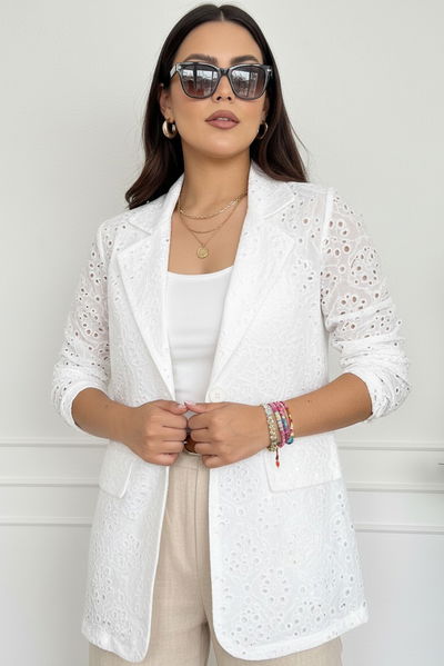Blazer Broderi Blanco