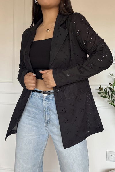 Blazer Broderi Negro