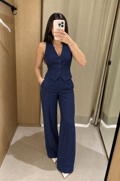 Conjunto Lino Forrado Azul