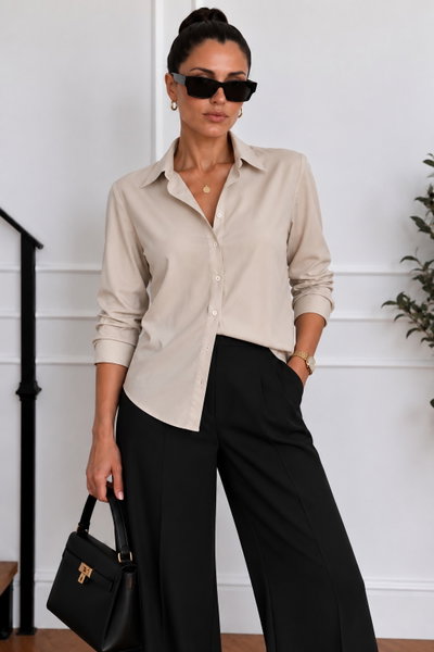 Camisa Poplin Lisa Beige 