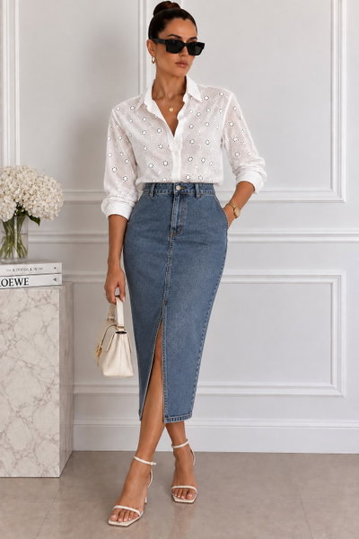 Camisa Tesa Broderie Blanco