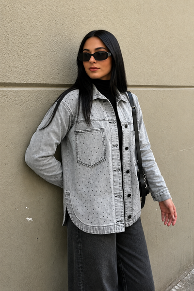 Camisaco Cazzu Brillo Gris Claro