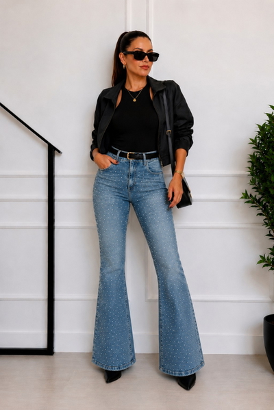 Jeans Oxford Nere Oxido Strass 