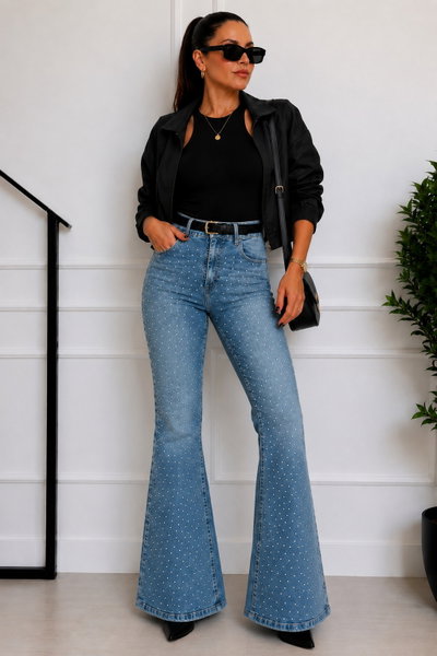 Jeans Oxford Nere Oxido Strass 