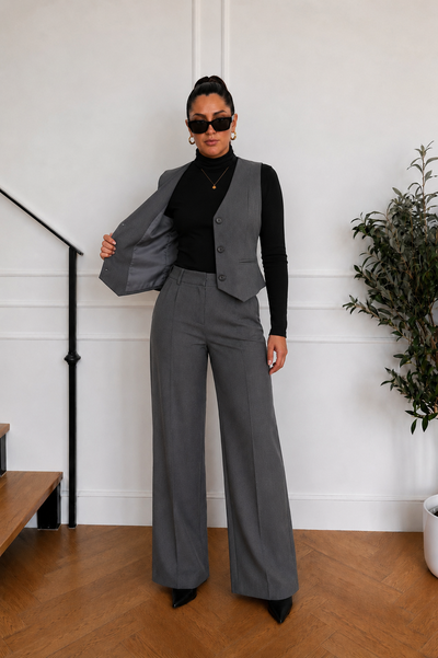 Conjunto Sastrero Crep Gris